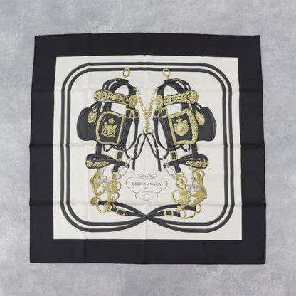 HERMES カレ90 ブラック ブリッド・ドゥ・ガラ