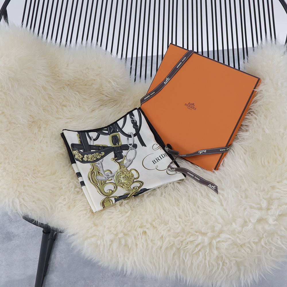 HERMES カレ90 ブラック ブリッド・ドゥ・ガラ