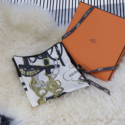 HERMES カレ90 ブラック ブリッド・ドゥ・ガラ