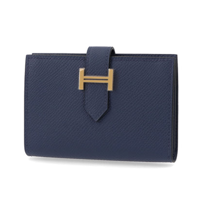 HERMES ベアン カードケース ブルーサフィール ゴールド金具