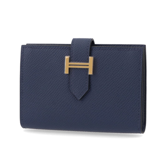 HERMES ベアン カードケース ブルーサフィール ゴールド金具