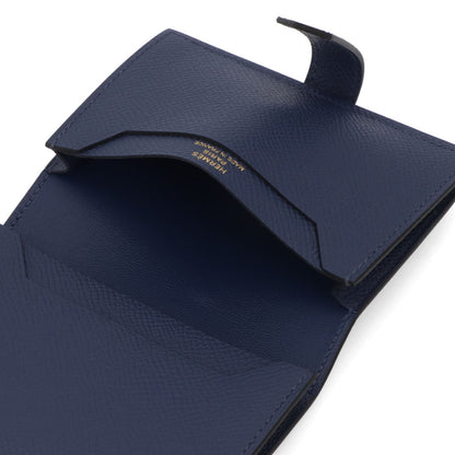 HERMES ベアン カードケース ブルーサフィール ゴールド金具