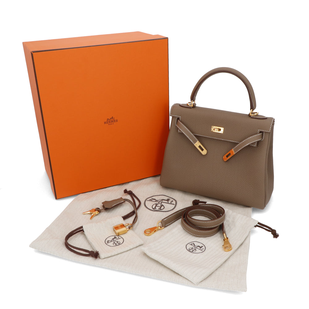 HERMES ケリー25 エトゥープ ゴールド金具 トゴ