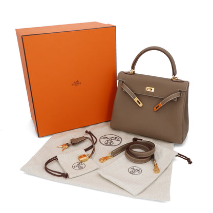 HERMES ケリー25 エトゥープ ゴールド金具 トゴ