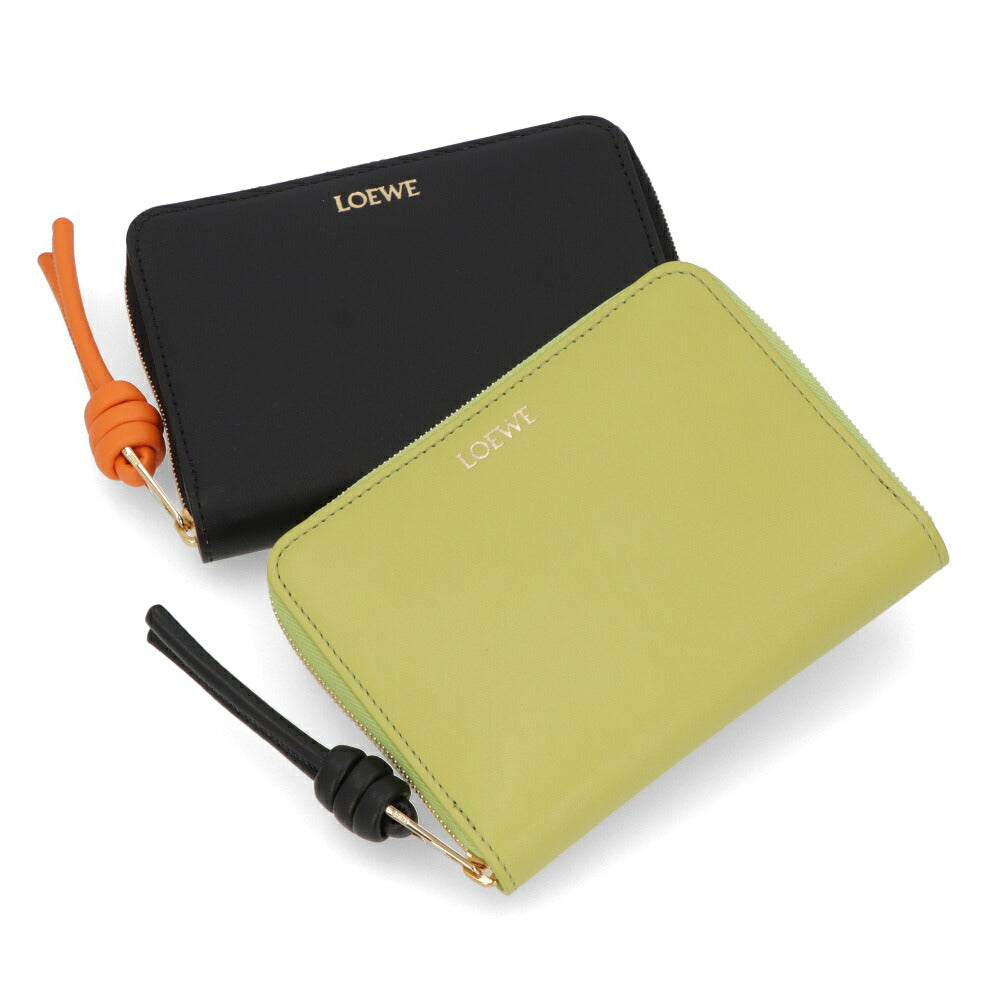 LOEWE ロエベ レディース 財布 二つ折り財布 ライトグリーン×ブラック ブラック×オレンジ バイカラー ミニ財布 ロゴ 小銭入れ付き CEM1CWZX01