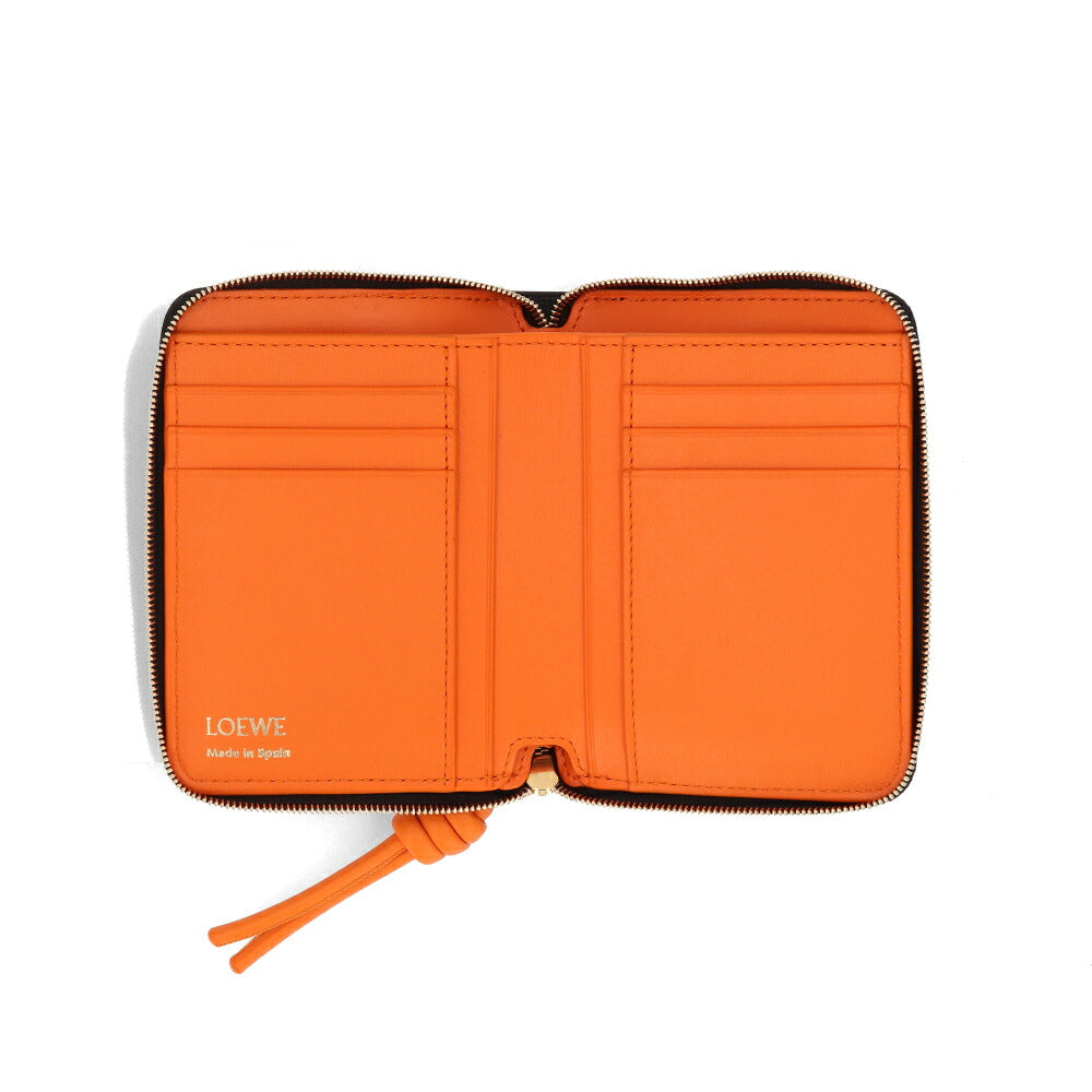 LOEWE ロエベ レディース 財布 二つ折り財布 ライトグリーン×ブラック ブラック×オレンジ バイカラー ミニ財布 ロゴ 小銭入れ付き CEM1CWZX01