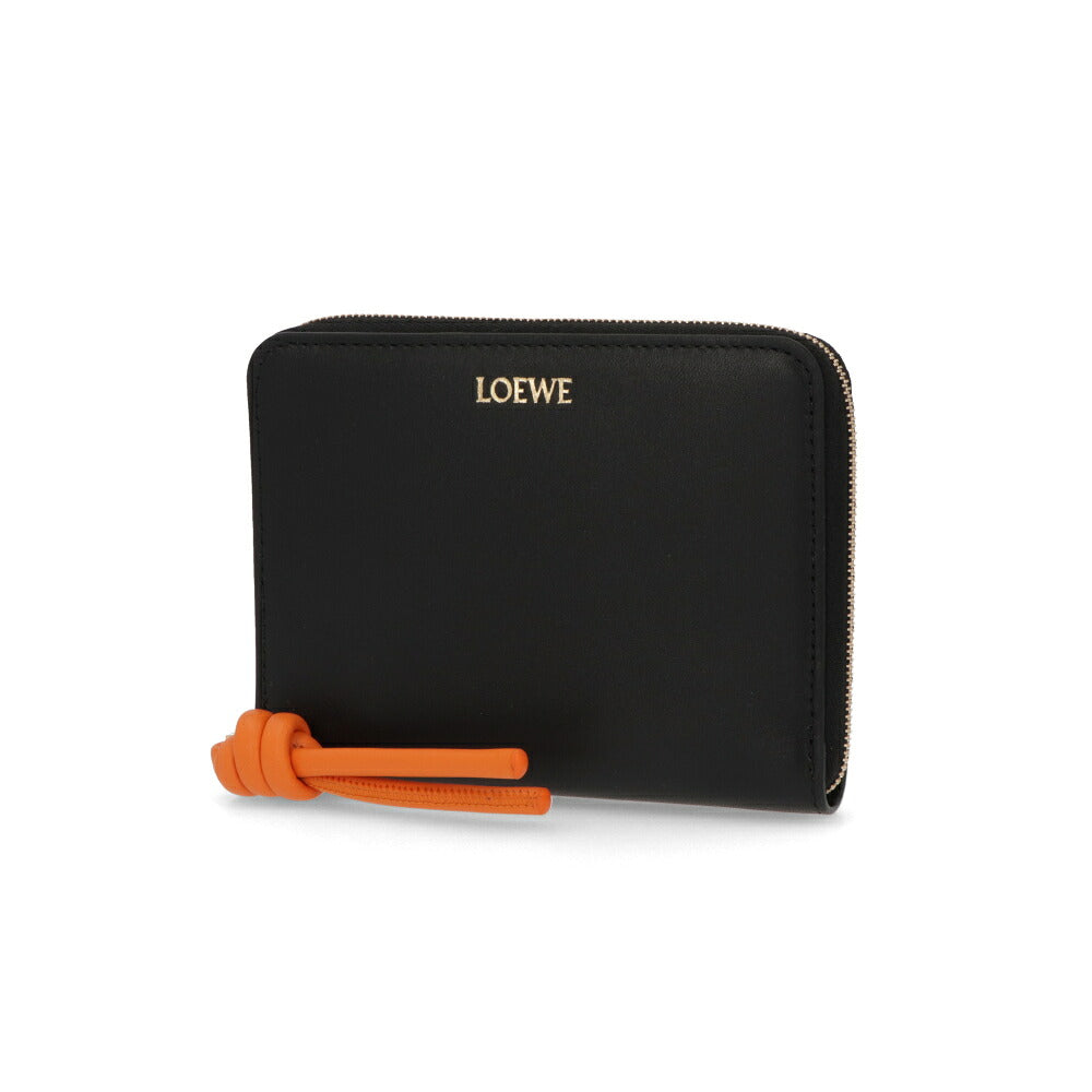 LOEWE ロエベ レディース 財布 二つ折り財布 ライトグリーン×ブラック ブラック×オレンジ バイカラー ミニ財布 ロゴ 小銭入れ付き CEM1CWZX01