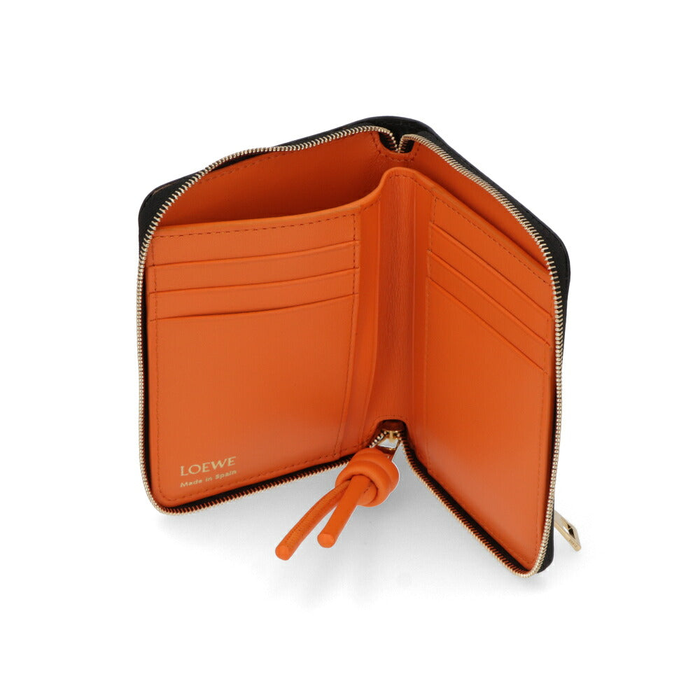 LOEWE ロエベ レディース 財布 二つ折り財布 ライトグリーン×ブラック ブラック×オレンジ バイカラー ミニ財布 ロゴ 小銭入れ付き CEM1CWZX01