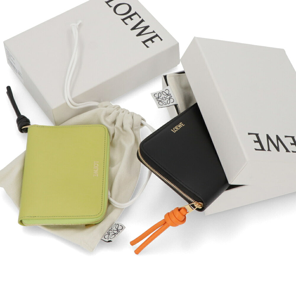 LOEWE ロエベ レディース 財布 二つ折り財布 ライトグリーン×ブラック ブラック×オレンジ バイカラー ミニ財布 ロゴ 小銭入れ付き CEM1CWZX01