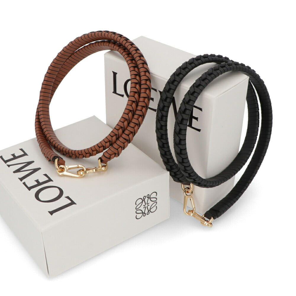 LOEWE ロエベ レディース バッグ ウーブン スパイラル ストラップ ブラック ブラウン カーフスキン カーフスキン ゴールド金具 C073S48X01