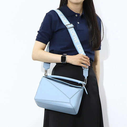 ロエベ LOEWE バッグ ショルダーバッグ レディース パズル スモール PUZZLE SMALL ライトブルー カーフスキン アナグラム ジャガードロゴ シルバー金具 ハンドバッグ 2Way 鞄 A510S21XA9