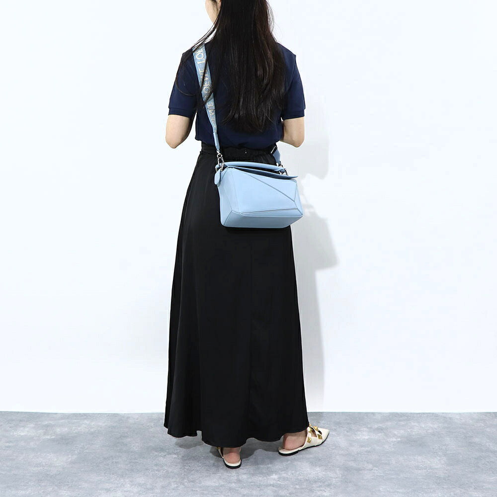 ロエベ LOEWE バッグ ショルダーバッグ レディース パズル スモール PUZZLE SMALL ライトブルー カーフスキン アナグラム ジャガードロゴ シルバー金具 ハンドバッグ 2Way 鞄 A510S21XA9