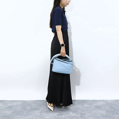 ロエベ LOEWE バッグ ショルダーバッグ レディース パズル スモール PUZZLE SMALL ライトブルー カーフスキン アナグラム ジャガードロゴ シルバー金具 ハンドバッグ 2Way 鞄 A510S21XA9