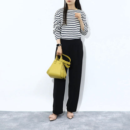ロエベ LOEWE バッグ ハンドバッグ レディース ハンモックバッグ コンパクト HAMMOCK COMPACT ブラウン イエロー系 カーフスキン 2Way ショルダーバッグ ゴールド金具 ロゴ アナグラム A538H13X10