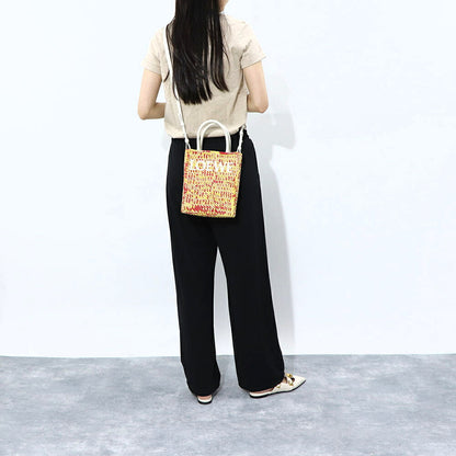 ロエベ LOEWE バッグ ショルダーバッグ レディース スタンダード A5 トート レッド×イエロー ビスコース ラフィア マルチカラー ハンドバッグ トートバッグ 2Way  A563S30X10