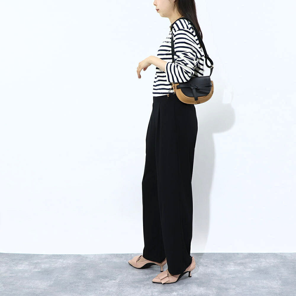 ロエベ LOEWE バッグ ショルダーバッグ レディース ゲート ミニ ブラック×ベージュ カーフスキン ジャガード織 アナグラムストラップ ロゴ バイカラー ミニバッグ 鞄 ゴールド金具 A650N46X25