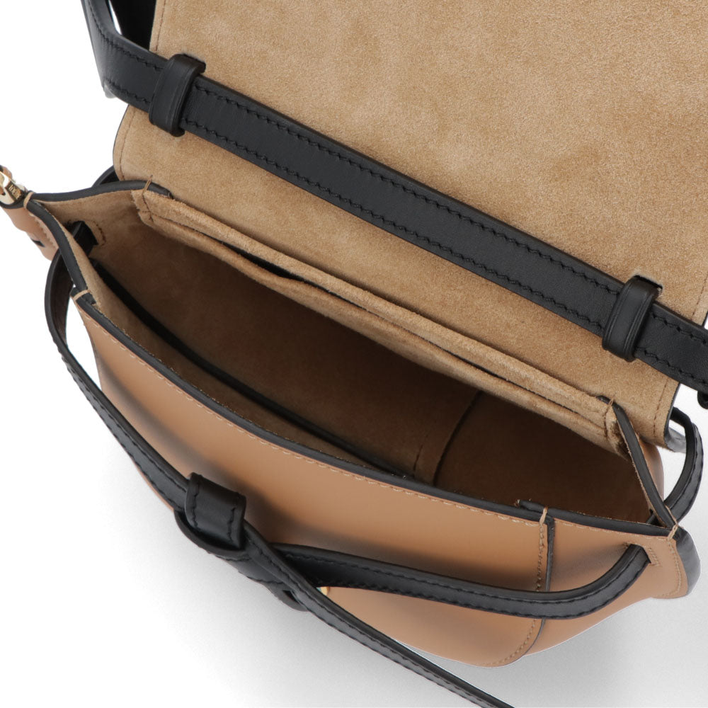 ロエベ LOEWE バッグ ショルダーバッグ レディース ゲート ミニ ブラック×ベージュ カーフスキン ジャガード織 アナグラムストラップ ロゴ バイカラー ミニバッグ 鞄 ゴールド金具 A650N46X25