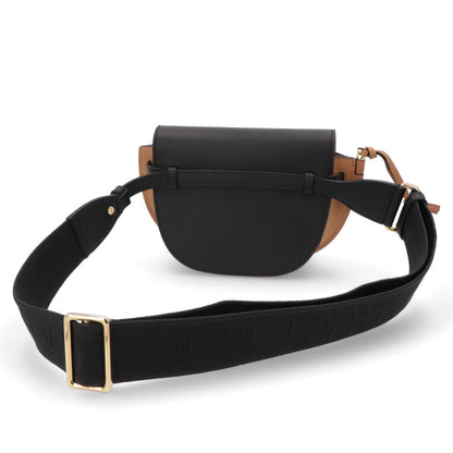 ロエベ LOEWE バッグ ショルダーバッグ レディース ゲート ミニ ブラック×ベージュ カーフスキン ジャガード織 アナグラムストラップ ロゴ バイカラー ミニバッグ 鞄 ゴールド金具 A650N46X25