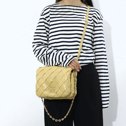 ロエベ LOEWE バッグ ショルダーバッグ レディース パファー ゴヤバッグ ベージュ系 パープル ラムスキン レザー 2way チェーンショルダー アナグラム ロゴ A896P41X14
