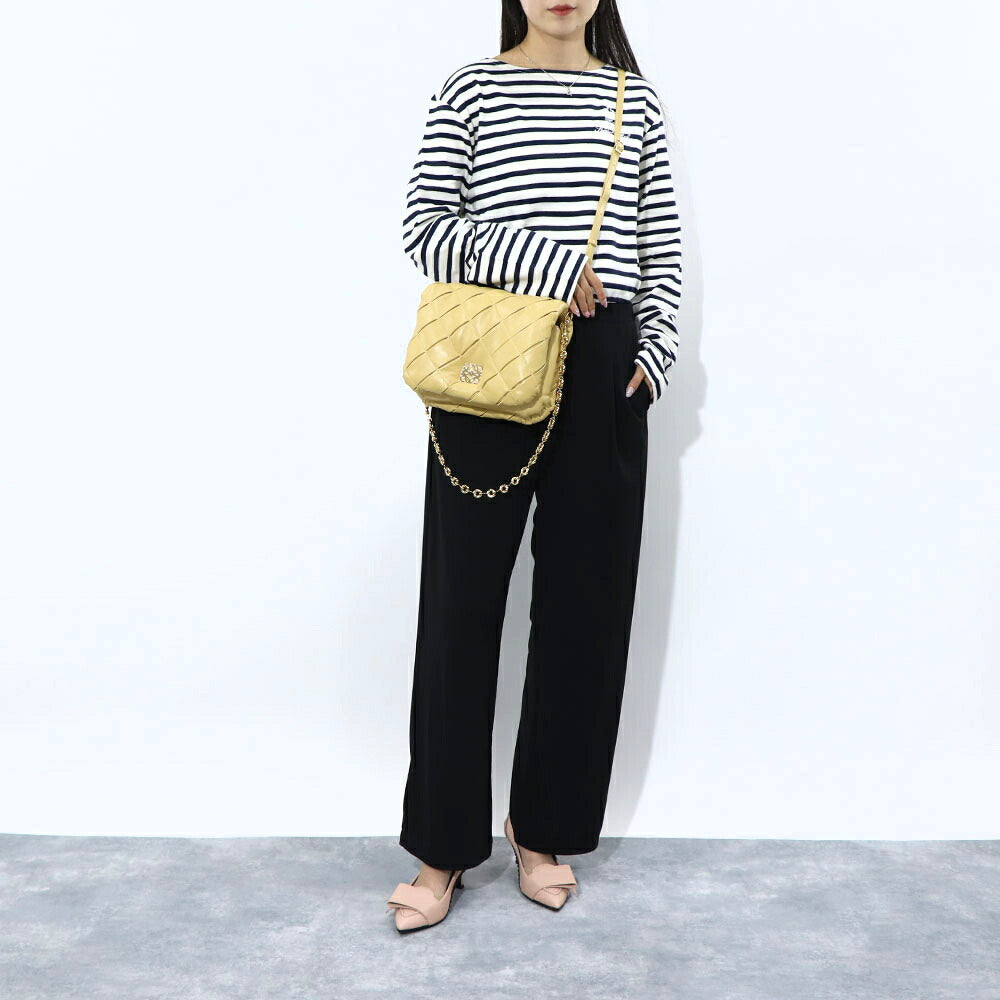 ロエベ LOEWE バッグ ショルダーバッグ レディース パファー ゴヤバッグ ベージュ系 パープル ラムスキン レザー 2way チェーンショルダー アナグラム ロゴ A896P41X14