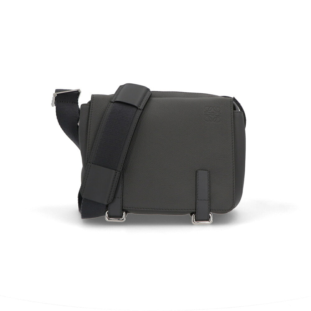 LOEWE ロエベ ユニセックス バッグ ショルダーバッグ ミリタリーメッセンジャー ブラック グレー レザー クロスボディバッグ