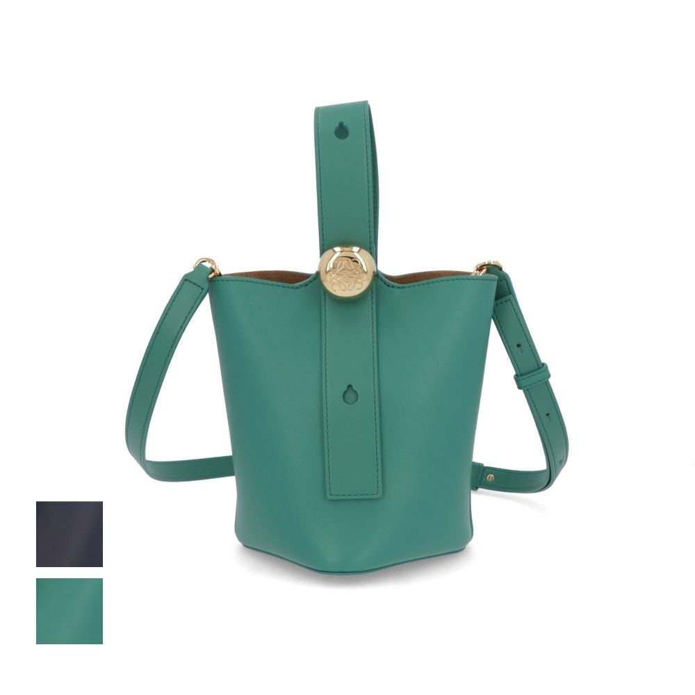 LOEWE ロエベ レディース バッグ ショルダーバッグ PEBBLE BUCKET BAG MINI ネイビー系 エメラルドグリーン 3WAY ロゴ ハンドバッグ AANBBBMX01