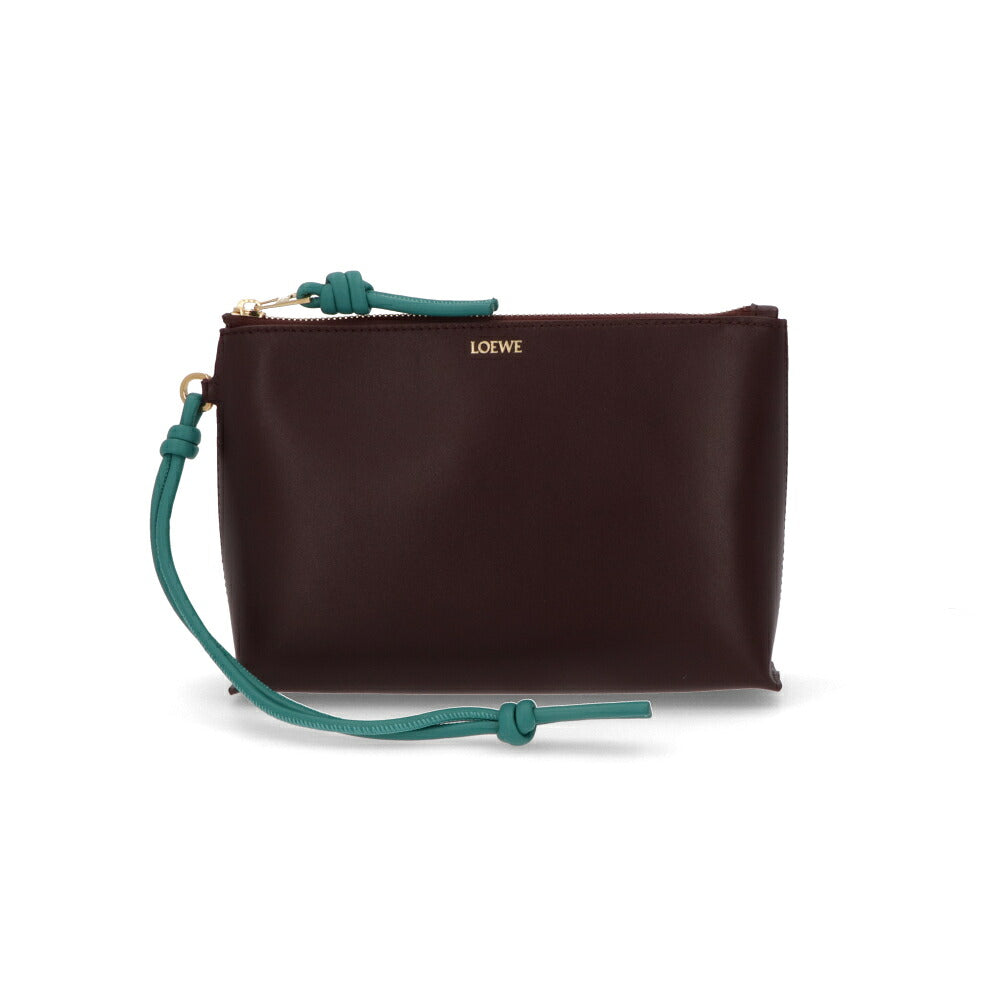 LOEWE ロエベ レディース バッグ クラッチ KNOT T POUCH ブラウン ブラック ボルドー ロゴ シンプル バイカラー CEM1KNPX01