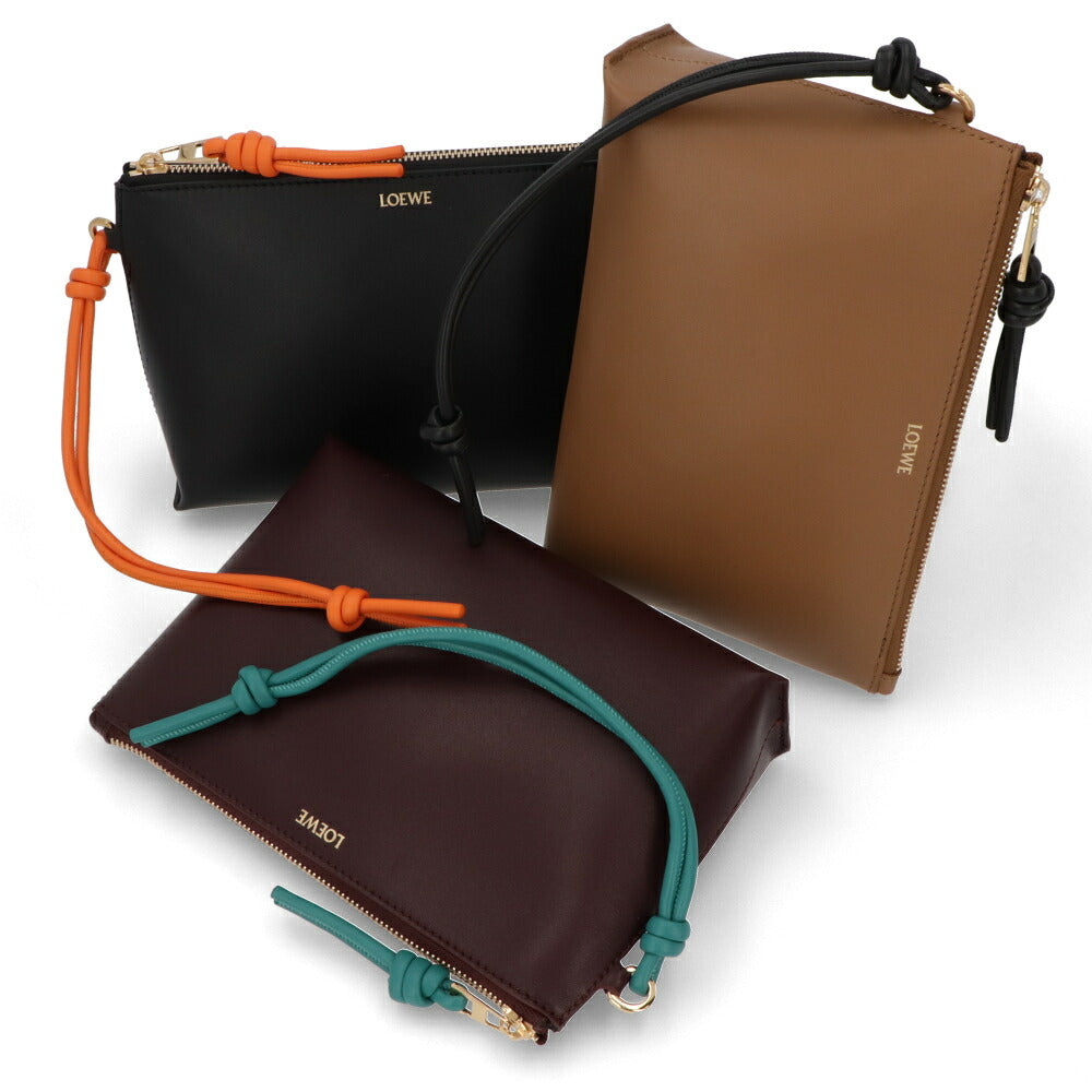 LOEWE ロエベ レディース バッグ クラッチ KNOT T POUCH ブラウン ブラック ボルドー ロゴ シンプル バイカラー CEM1KNPX01
