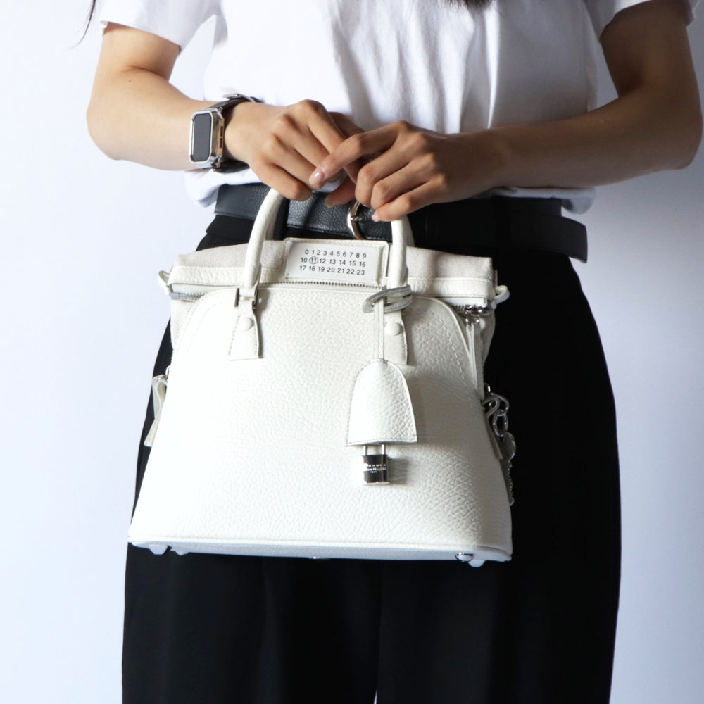 Maison Margiela 5AC ミニ ホワイト カーフ フォーステッチ