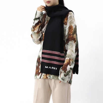 MARNI マフラー カシミヤ ウール ロゴ