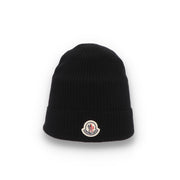 MONCLER モンクレール ユニセックス 帽子 ニット帽 ブラック ウール カシミヤ ニットキャップ ビーニー 3B00074 M1900