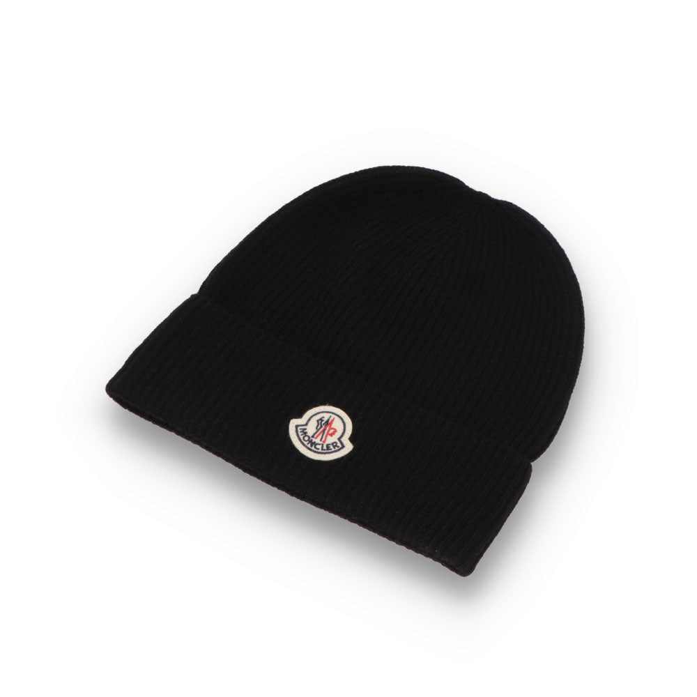 MONCLER モンクレール ユニセックス 帽子 ニット帽 ブラック ウール カシミヤ ニットキャップ ビーニー 3B00074 M1900