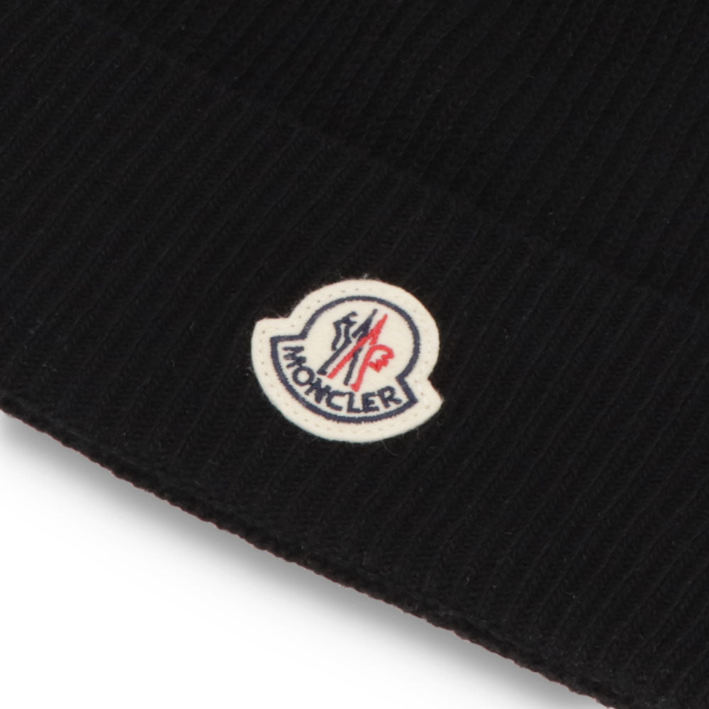 MONCLER モンクレール ユニセックス 帽子 ニット帽 ブラック ウール カシミヤ ニットキャップ ビーニー 3B00074 M1900