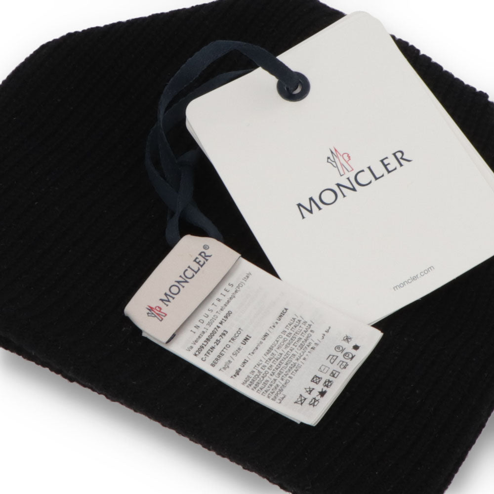 MONCLER モンクレール ユニセックス 帽子 ニット帽 ブラック ウール カシミヤ ニットキャップ ビーニー 3B00074 M1900