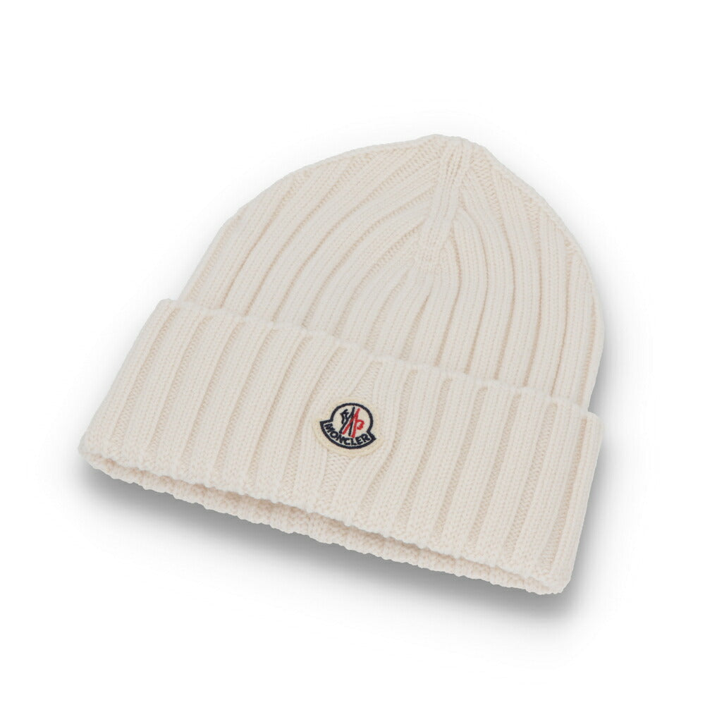 MONCLER モンクレール レディース 帽子 ニット帽 オフホワイト レッド ブラック ウール ニットキャップ ビーニー 3B00036 A9327