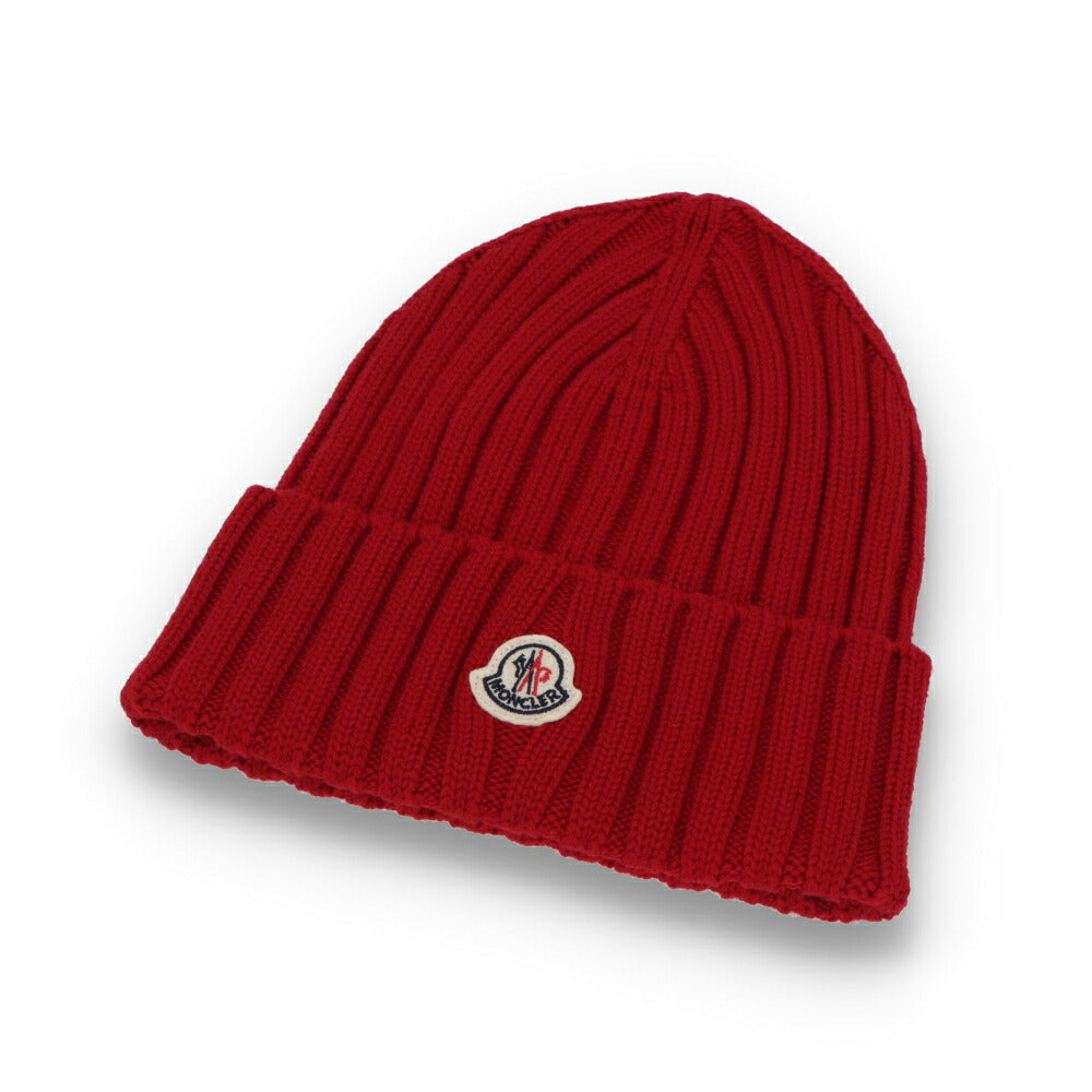 MONCLER モンクレール レディース 帽子 ニット帽 オフホワイト レッド ブラック ウール ニットキャップ ビーニー 3B00036 A9327