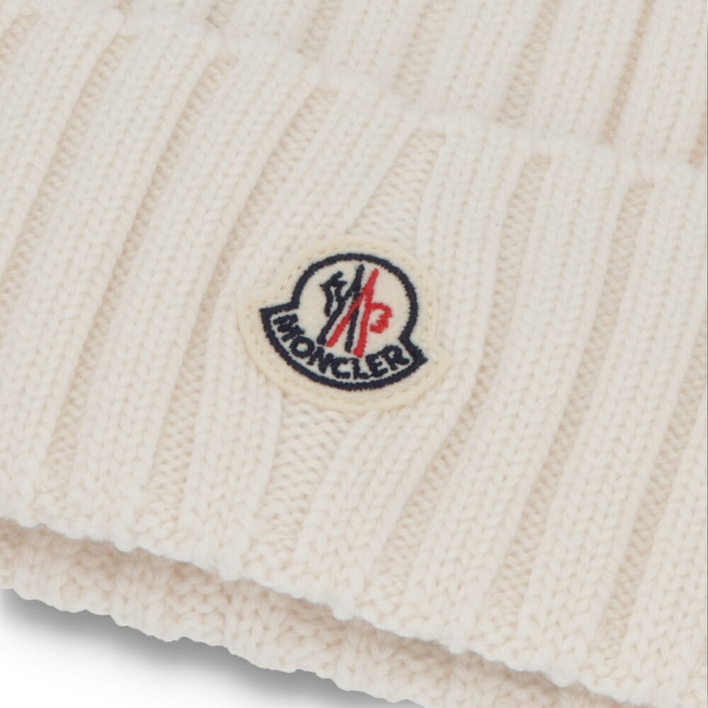 MONCLER モンクレール レディース 帽子 ニット帽 オフホワイト レッド ブラック ウール ニットキャップ ビーニー 3B00036 A9327