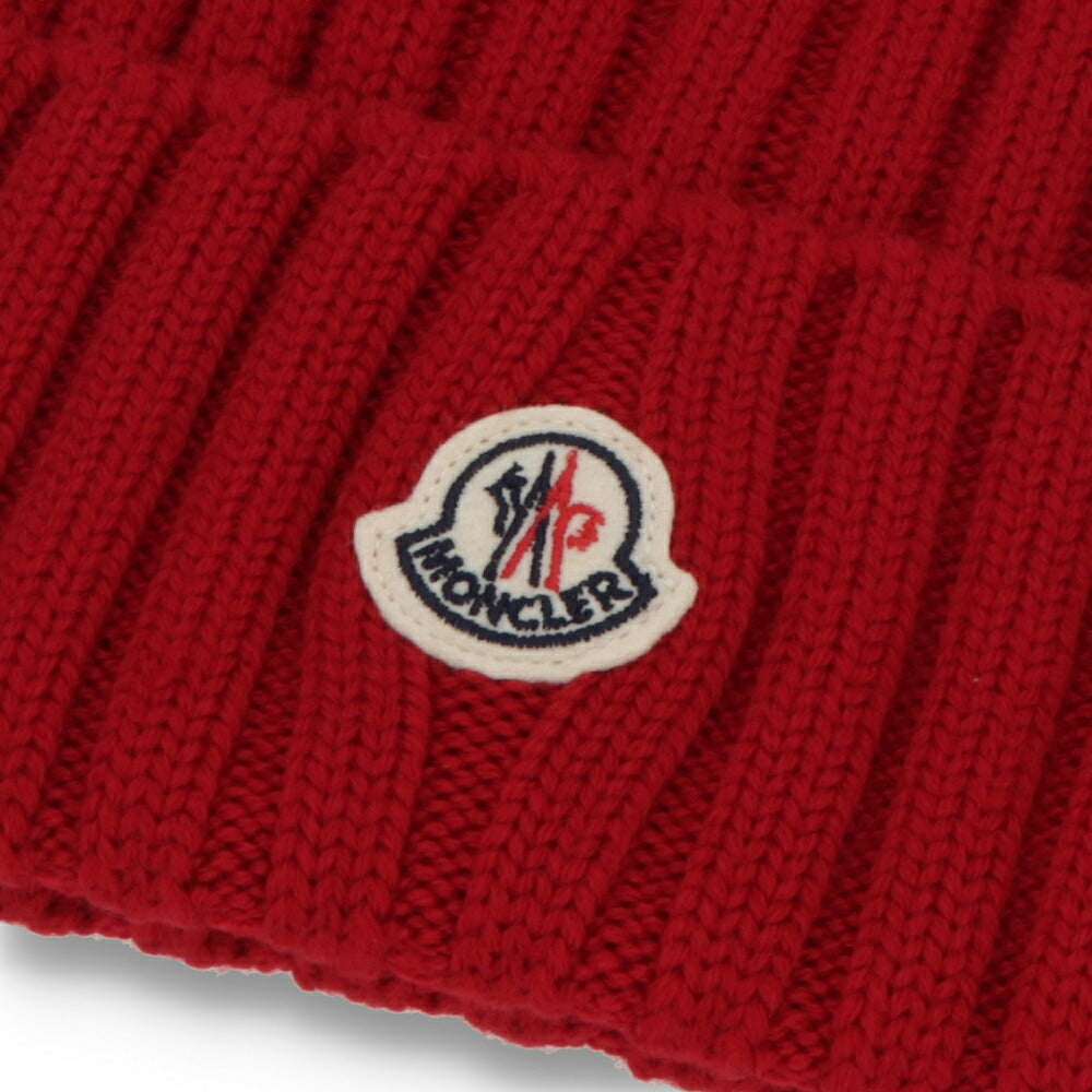 MONCLER モンクレール レディース 帽子 ニット帽 オフホワイト レッド ブラック ウール ニットキャップ ビーニー 3B00036 A9327