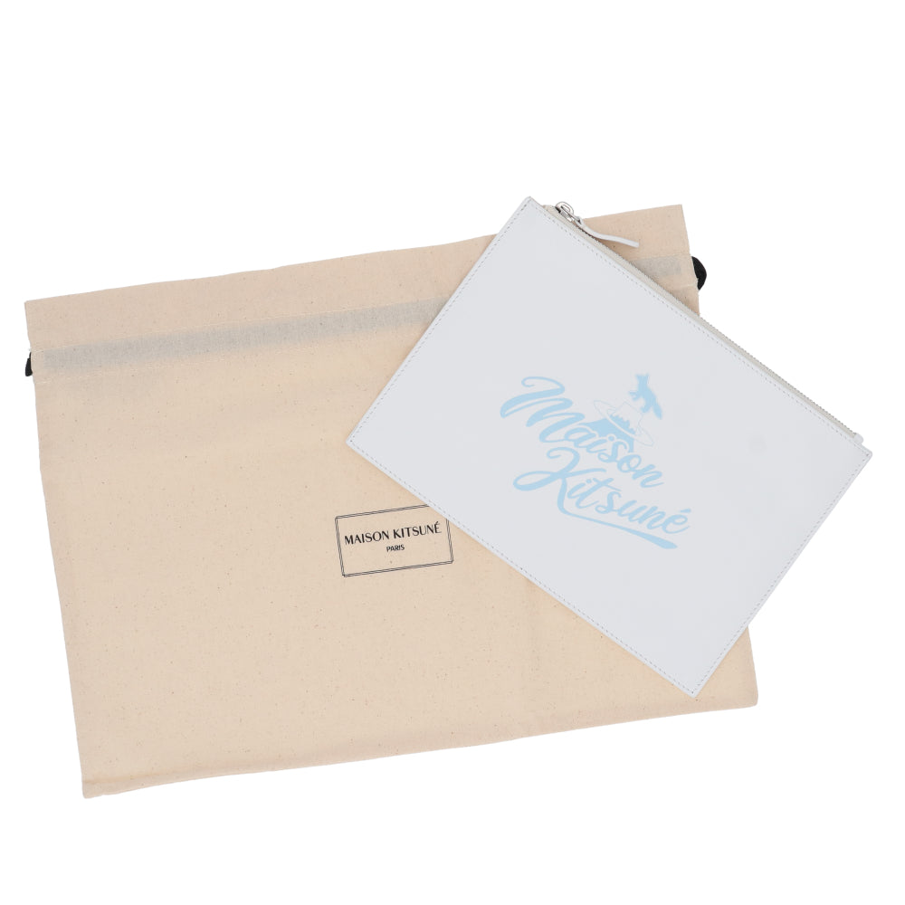 メゾン キツネ ポーチ ホワイト ライトブルー