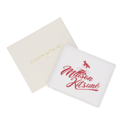 メゾン キツネ 二つ折り財布 ホワイト ロゴ ユニセックス