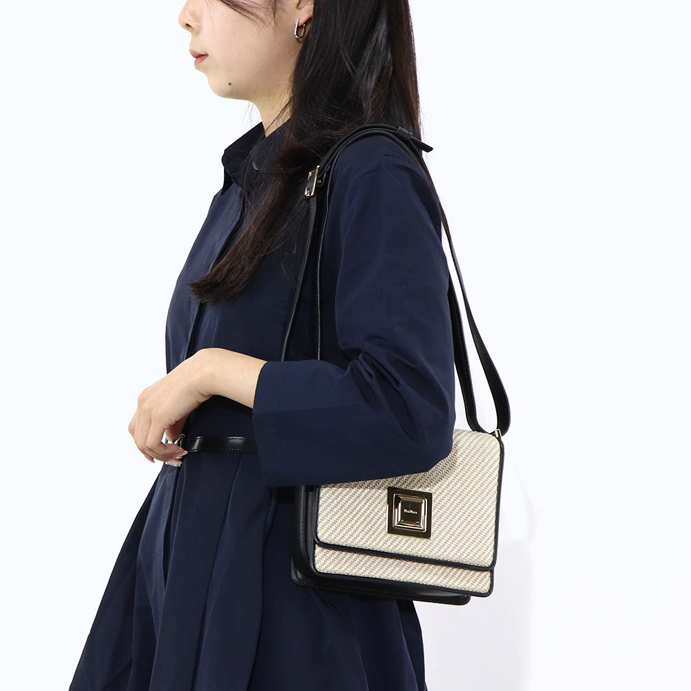 Max Mara ショルダーバッグ ブラック×ベージュ サマーバッグ
