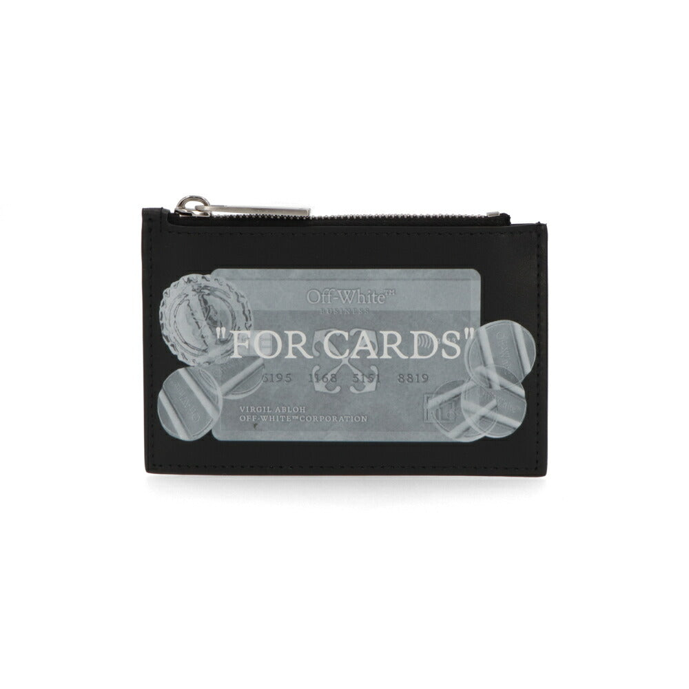 Off-White カードケース BLACK レザー フラグメントケース ロゴ 小銭入れ コインケース OMND085S24LEA0011001