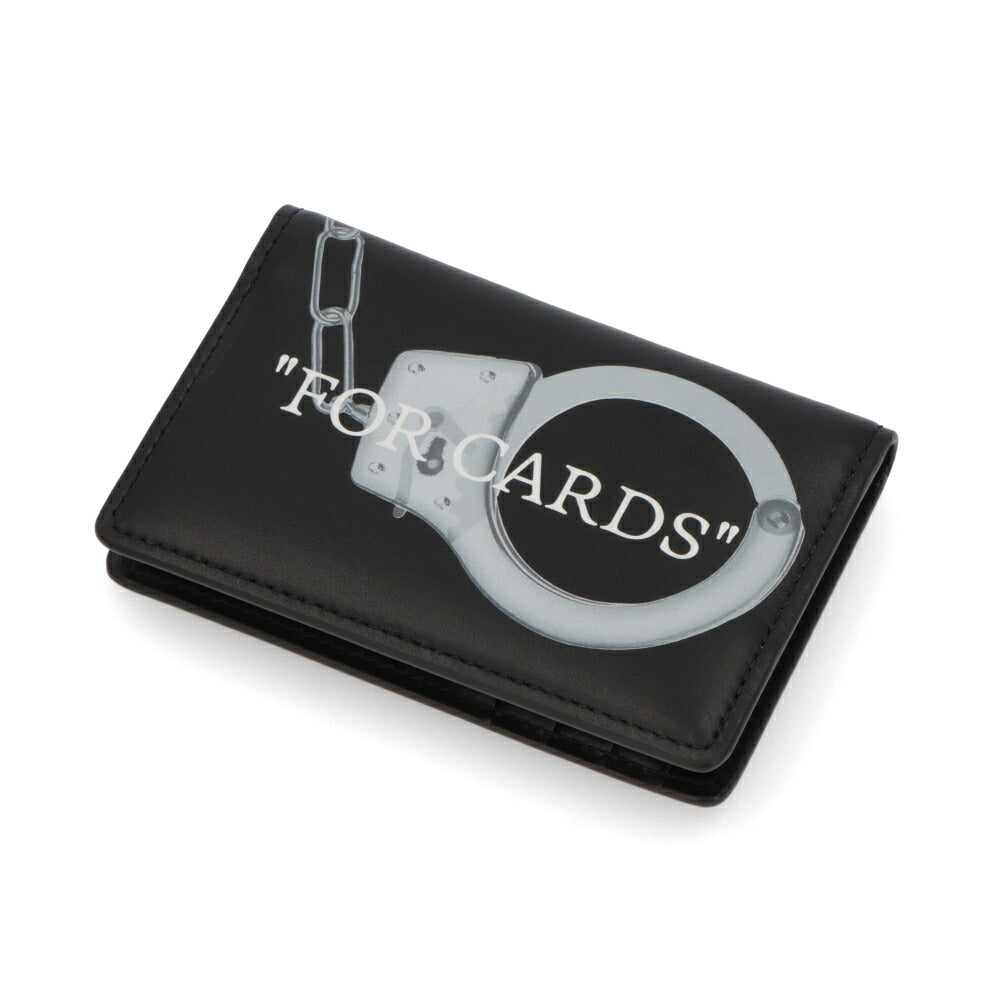 Off-White カードケース BLACK レザー カードケース 二つ折り 名刺入れ  OMND086S24LEA0011001