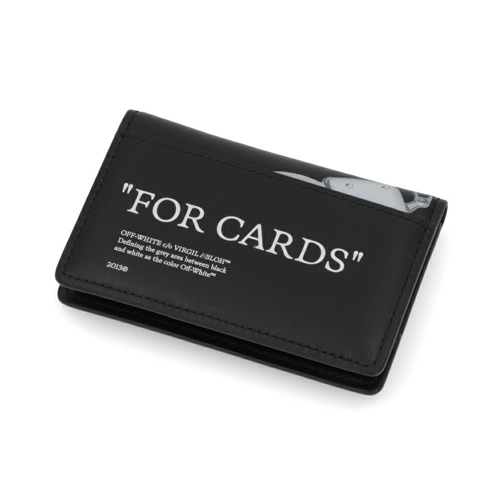 Off-White カードケース BLACK レザー カードケース 二つ折り 名刺入れ  OMND086S24LEA0011001