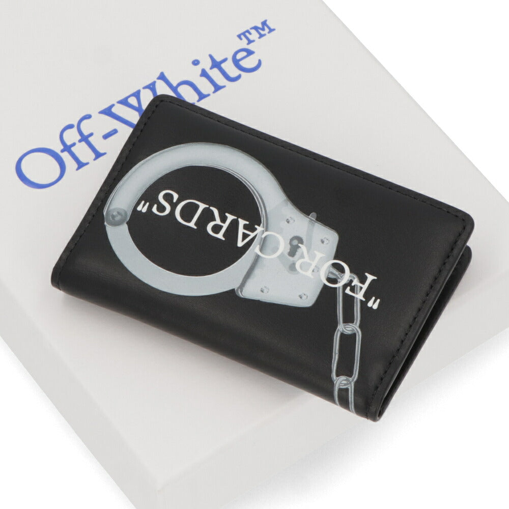 Off-White カードケース BLACK レザー カードケース 二つ折り 名刺入れ  OMND086S24LEA0011001