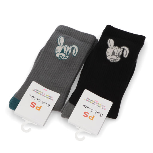 ポール スミス Paul Smith 雑貨 キッズ SOCK PS BIG BUNNY グレー ブラック コットン ポリアミド エラスタン 靴下 ソックス ワンカラー ワンポイント ハイソックス うさぎ バニー M2A-400MO-K321