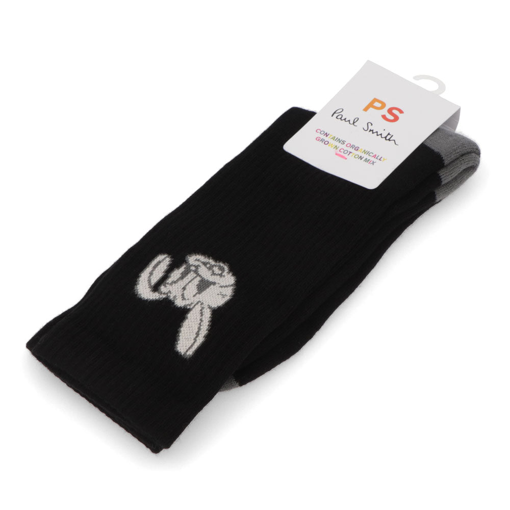 ポール スミス Paul Smith 雑貨 キッズ SOCK PS BIG BUNNY グレー ブラック コットン ポリアミド エラスタン 靴下 ソックス ワンカラー ワンポイント ハイソックス うさぎ バニー M2A-400MO-K321