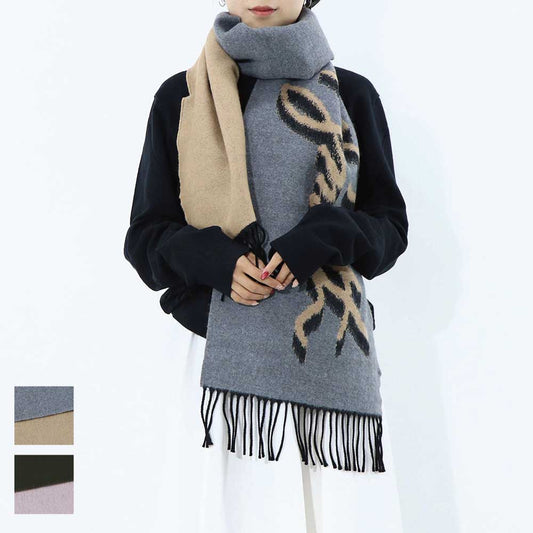 ポール スミス Paul Smith マフラー・ストール・スカーフ マフラー ユニセックス SCARF LOGO JACQUARD カーキ×ピンク グレー×ベージュ ウール アクリル ウール混紡 ロゴ カーキ ピンク グレー フリンジ  M1A-150C-L550