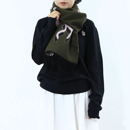 ポール スミス Paul Smith マフラー・ストール・スカーフ マフラー ユニセックス SCARF LOGO JACQUARD カーキ×ピンク グレー×ベージュ ウール アクリル ウール混紡 ロゴ カーキ ピンク グレー フリンジ  M1A-150C-L550
