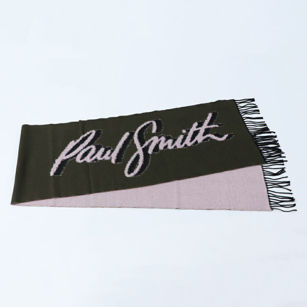 ポール スミス Paul Smith マフラー・ストール・スカーフ マフラー ユニセックス SCARF LOGO JACQUARD カーキ×ピンク グレー×ベージュ ウール アクリル ウール混紡 ロゴ カーキ ピンク グレー フリンジ  M1A-150C-L550